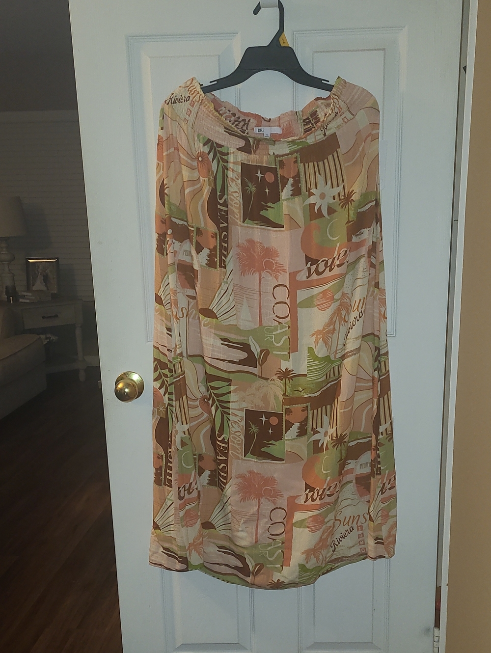 DR2 Tropical Print Maxi Skirt in Peach, Green and Brown